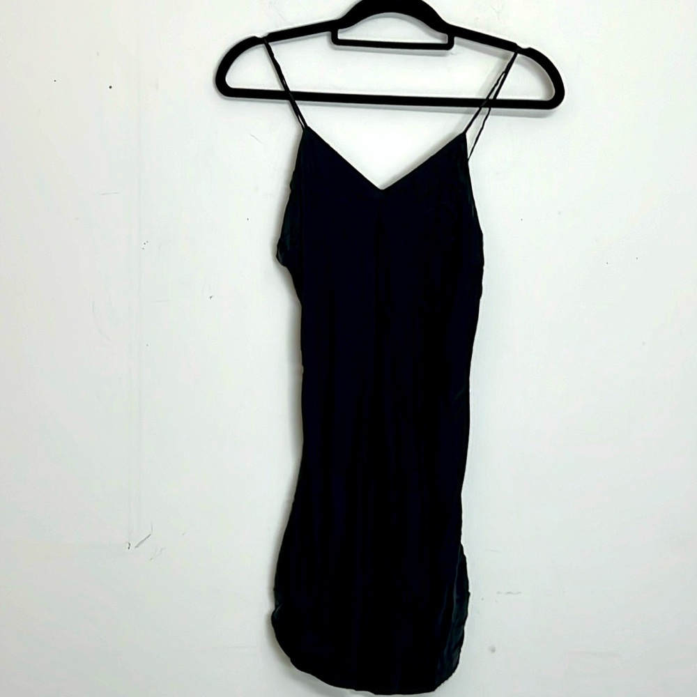 🌞 Valerie Stevens Pure silk black layered look spaghetti strap cami slip S
